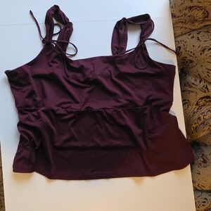 Burgundy Sleeveless Going-out Top with Tie Straps